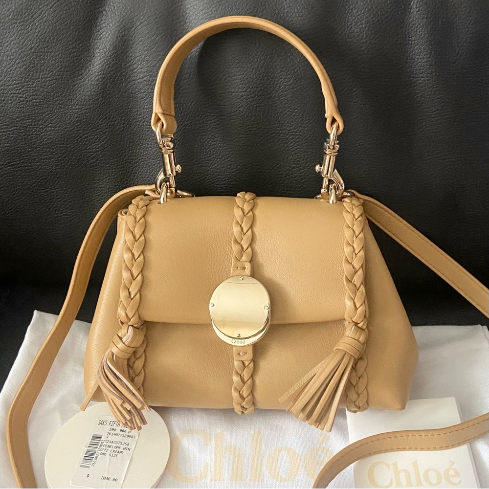 NWT $2090 CHLOÉ Penelope Mini Soft Bag in Taupe Lambskin